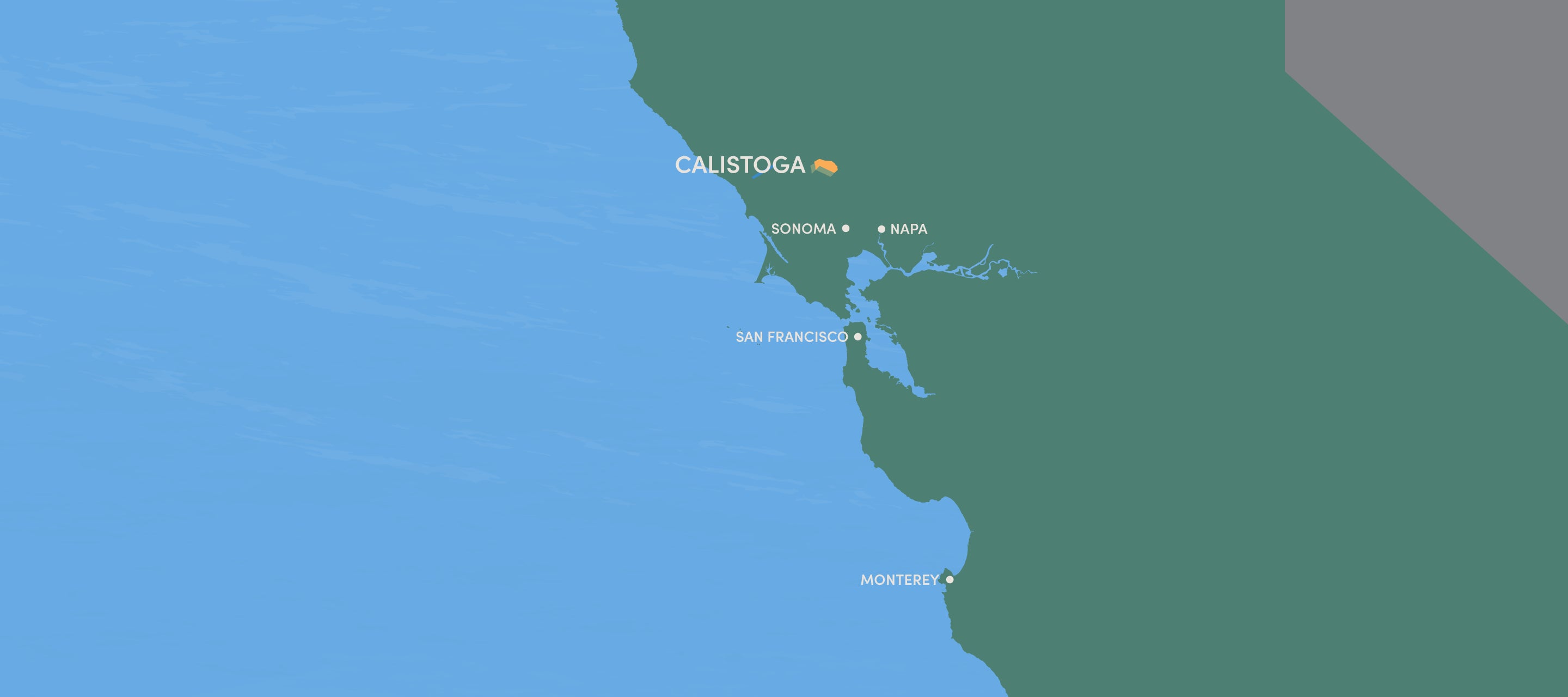Map of California highlighting the location of the Calistoga AVA