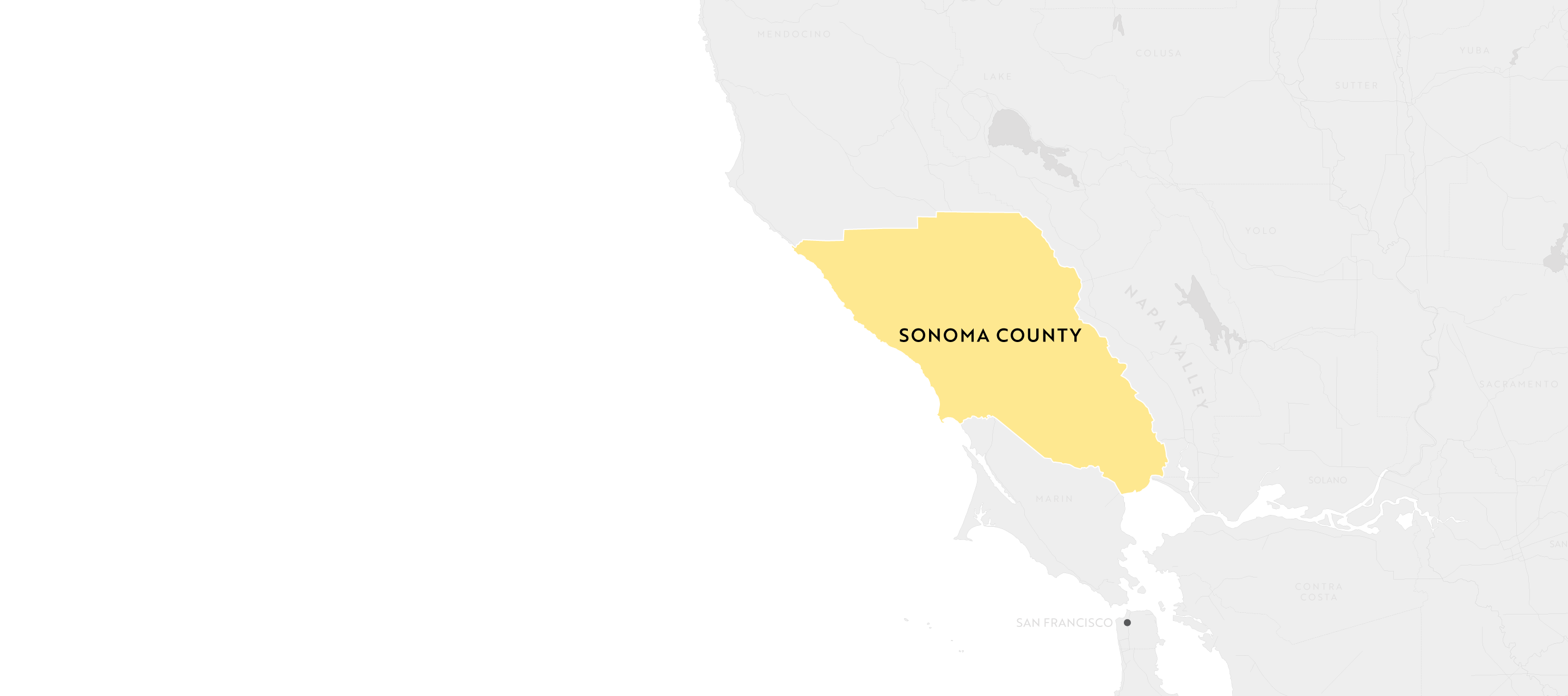 Map showcasing the Sonoma County Appellation of California