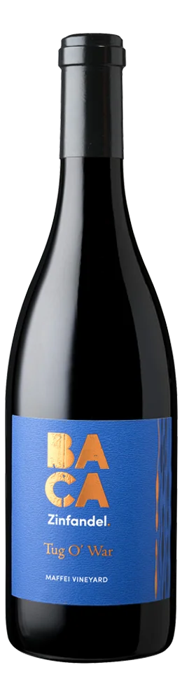 Bottle image of 2023 BACA Tug O' War Zinfandel against a white background