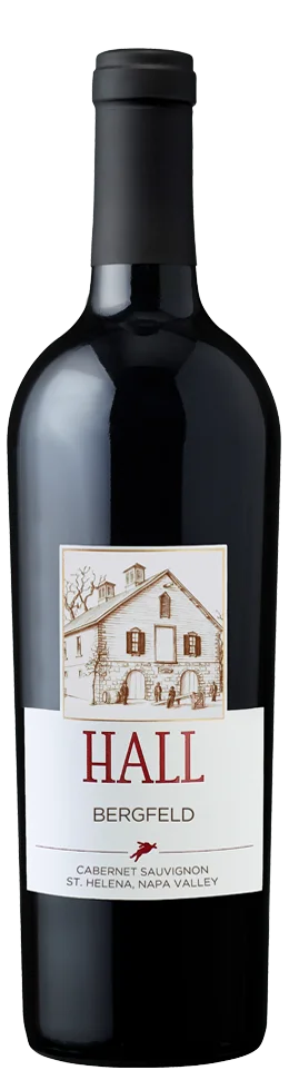 HALL Bergfeld Cabernet Sauvignon bottle against a white background.