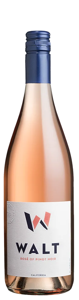 Bottle Image of 2024 WALT Rose of Pinot Noir against a white background.