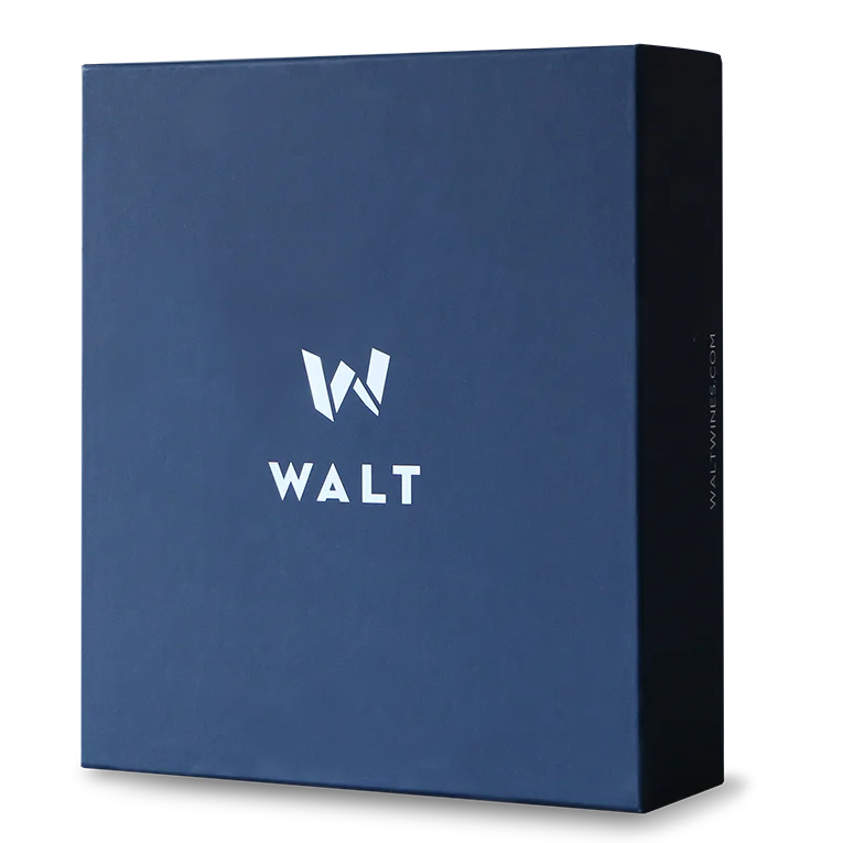 Image of a blue WALT branded 3 bottle wine box.